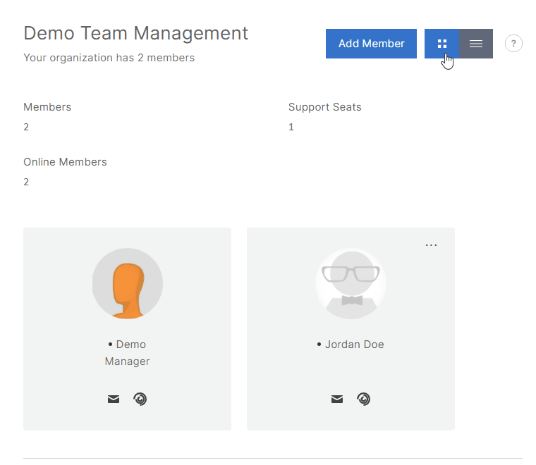 View all members in team management